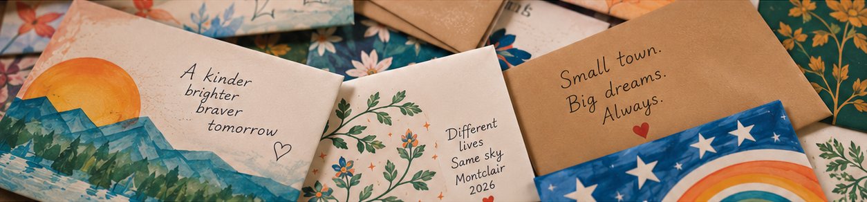 Hand-decorated envelopes contributed to the Montclair Community Time Capsule